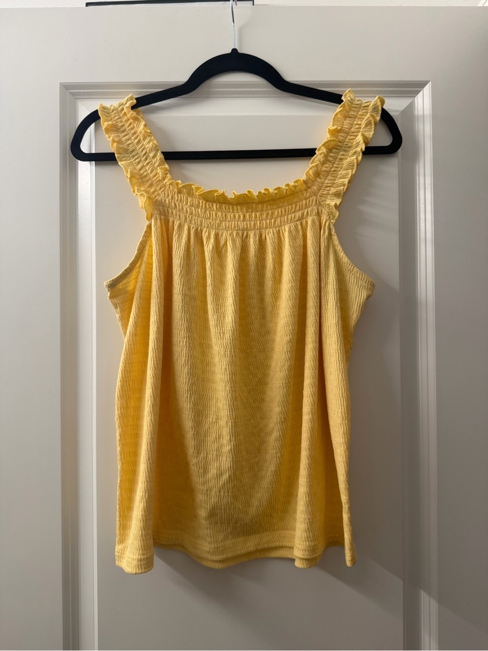 LC Lauren Conrad Yellow Smocked Ruffle Strap Tank